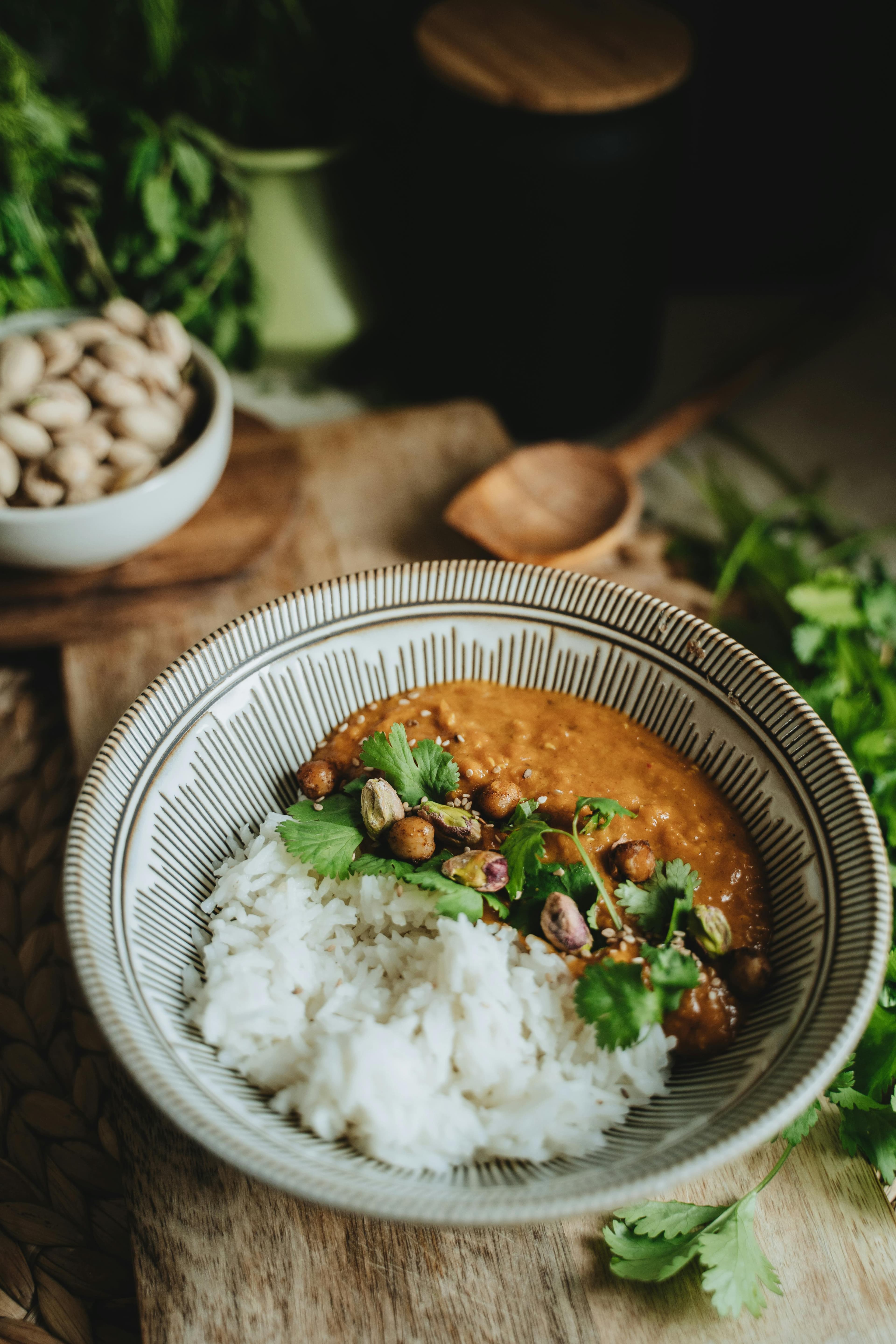 Vegan Indian curry with rich tomato masala