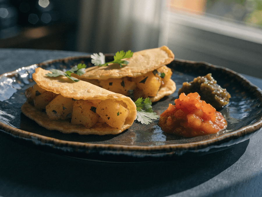 Indian Pancakes with Spiced Potato Filling