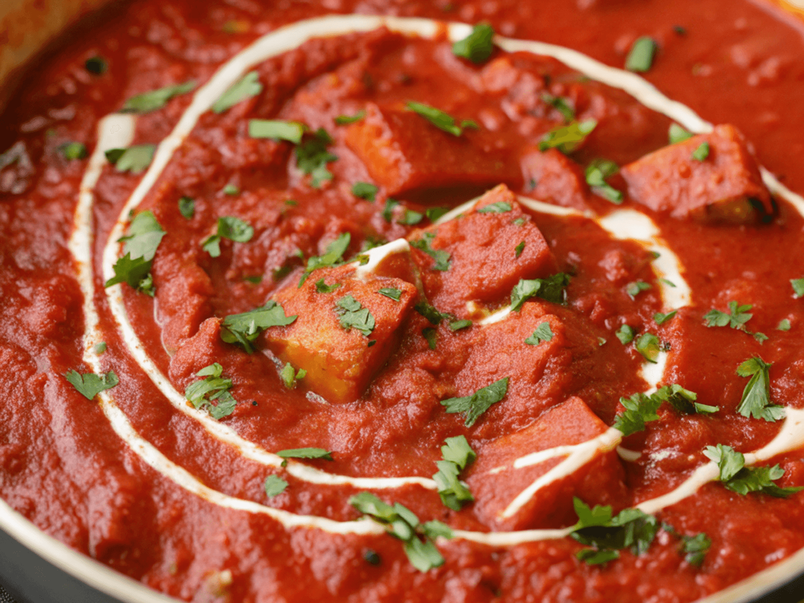 Kashmiri Lal Tofu (Tofu in Kashmiri chili tomato curry sauce)